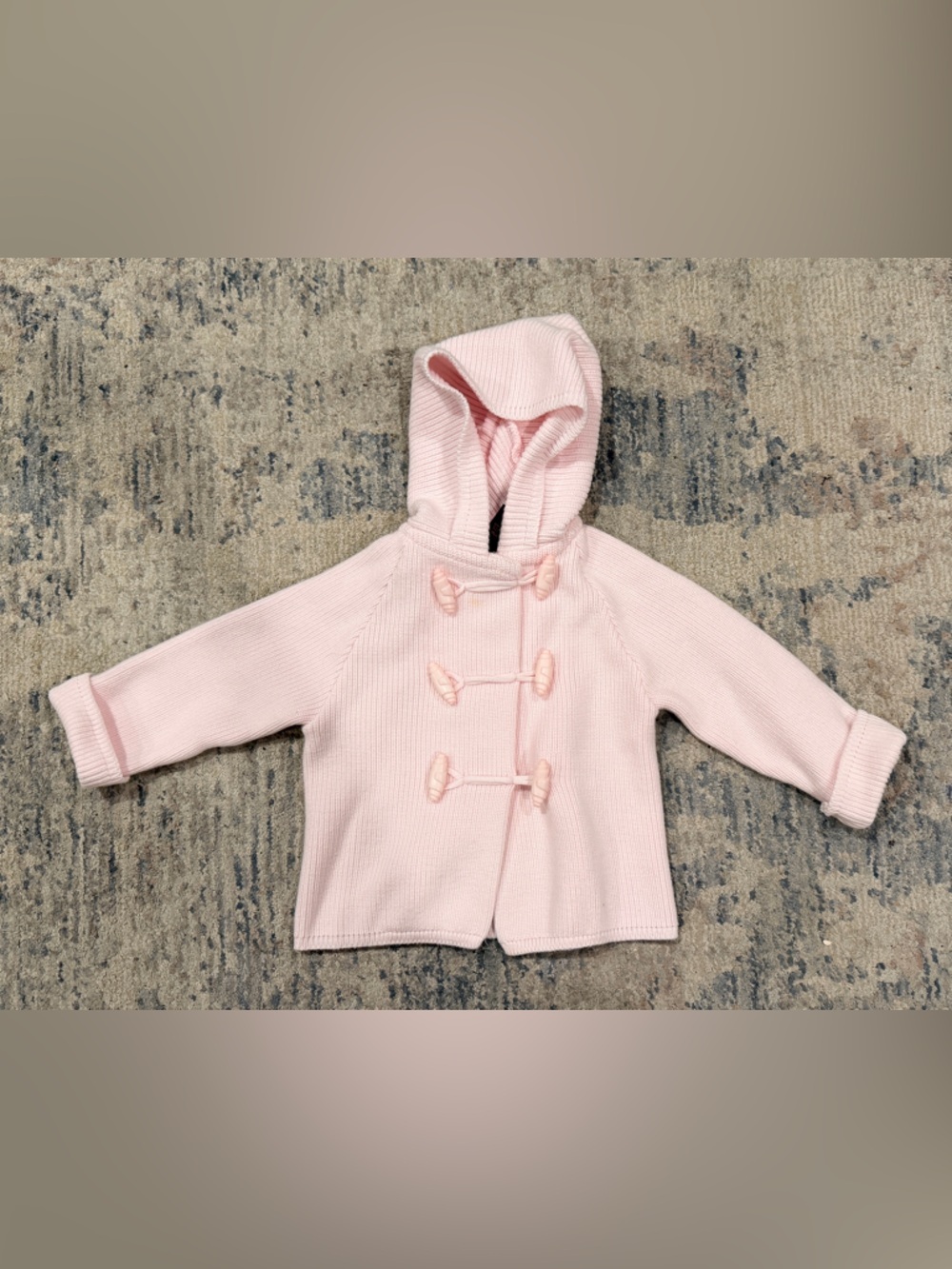 Fleurisse Pink Hooded Knit Toggle Sweater Coat